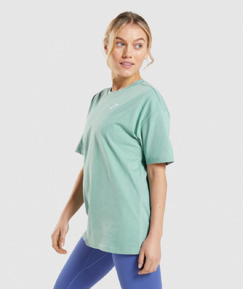 T Shirts Damskie Gymshark Treningowe Oversized Niebieskie | PL 3038QMA